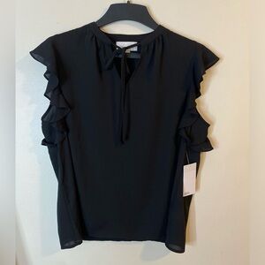 Nordstrom  Rack formal Black Blouse with Ruffle Detail front tie size medium